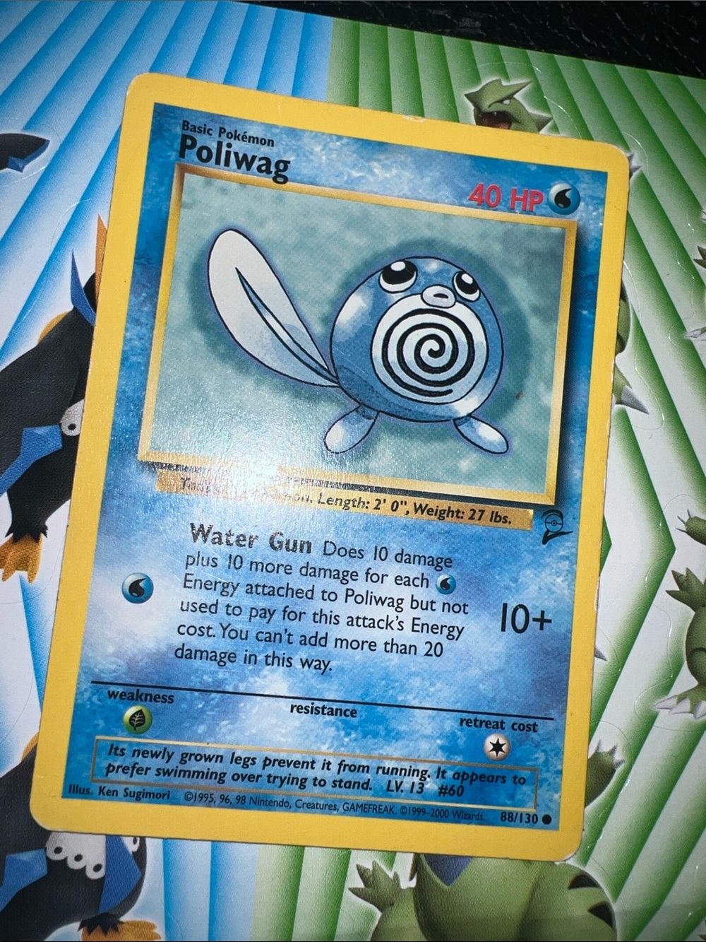 Pokemon Poliwag Card - Blue Artwork with Yellow Border